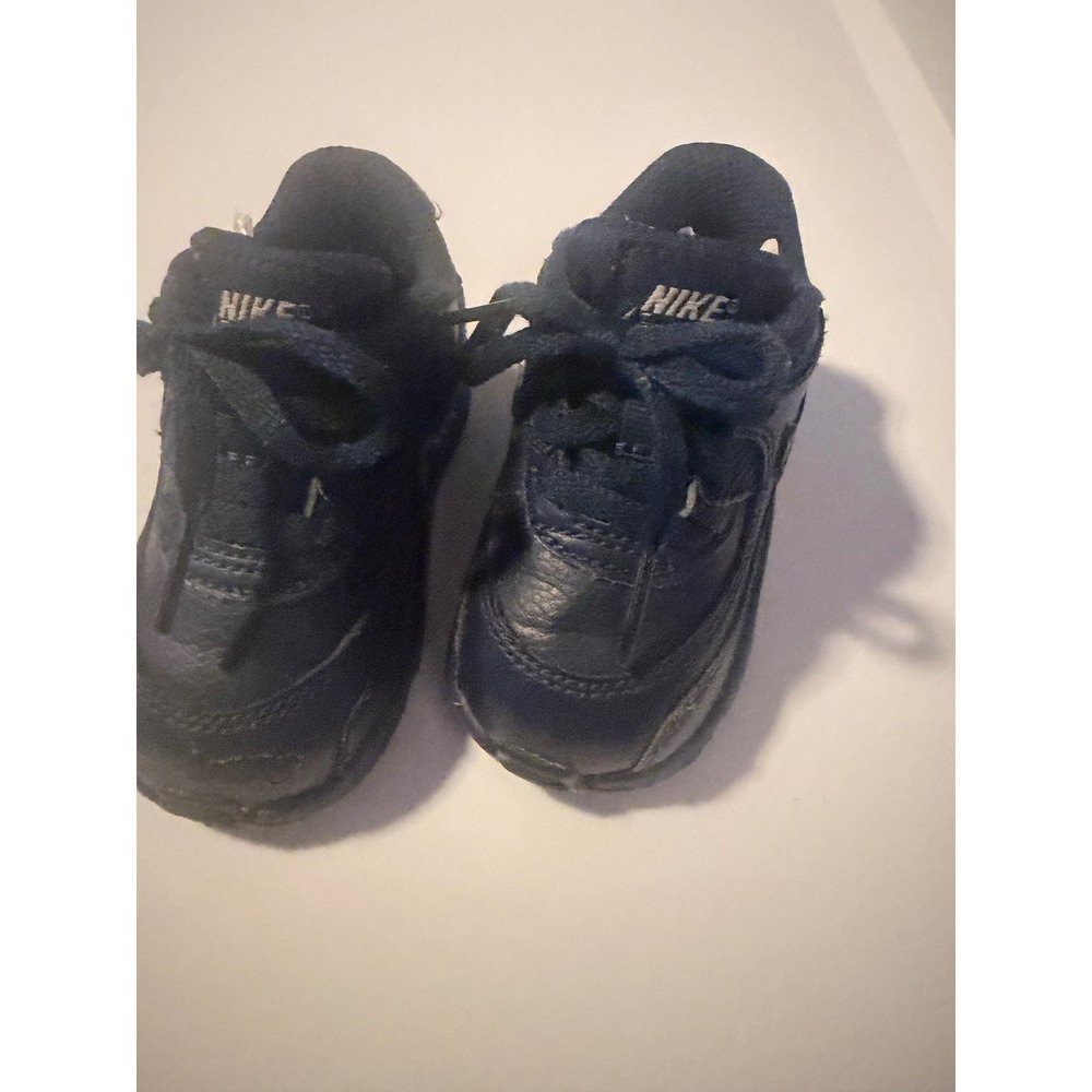 Nike Air Max 90 Toddler Navy Blue Leather Sneakers 833416-412 Size 4C - Picture 3 of 5